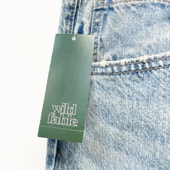 Wild Fable Women's High Rise Row Hem Straight Jeans Stone Wash Retro Size 16 - Picture 3 of 5